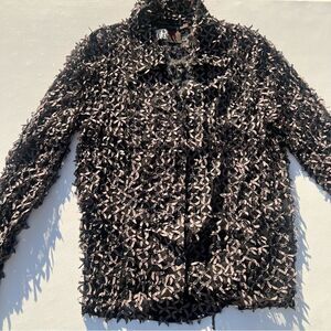 Studio Black Sheer Textured Button Down Shirt